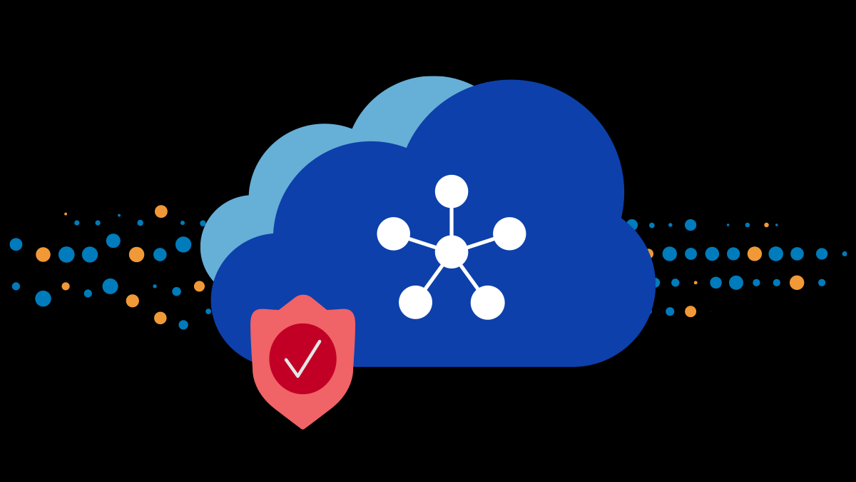 abstract cloud with shield icons